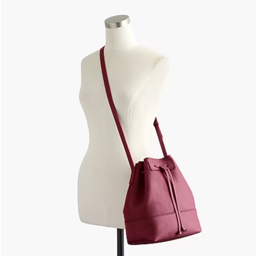 J CREW Downing Bucket Bag EUC Deep Garnet